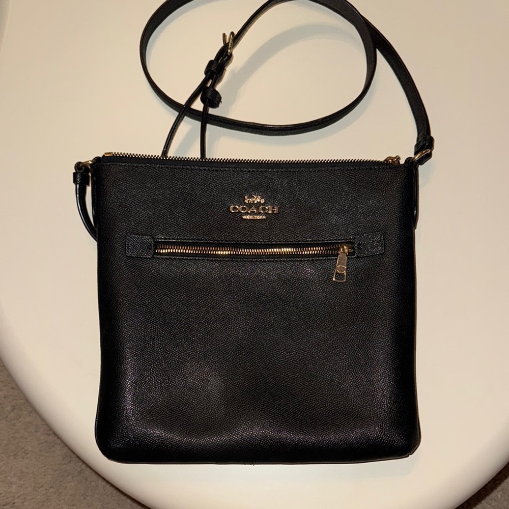 Coach Black Crossbody Bag with Gold Accents